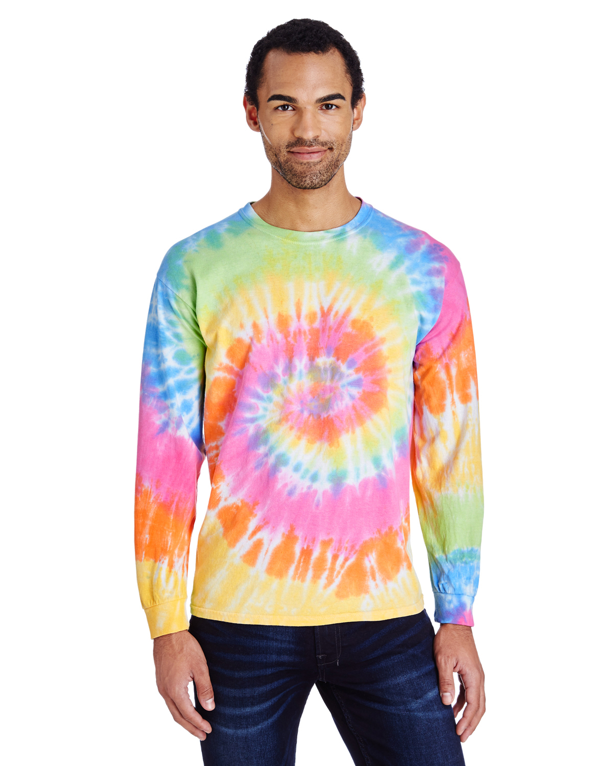 21-008-Yellow & Pink Tie Dye Long Sleeve Shirt By Blue84