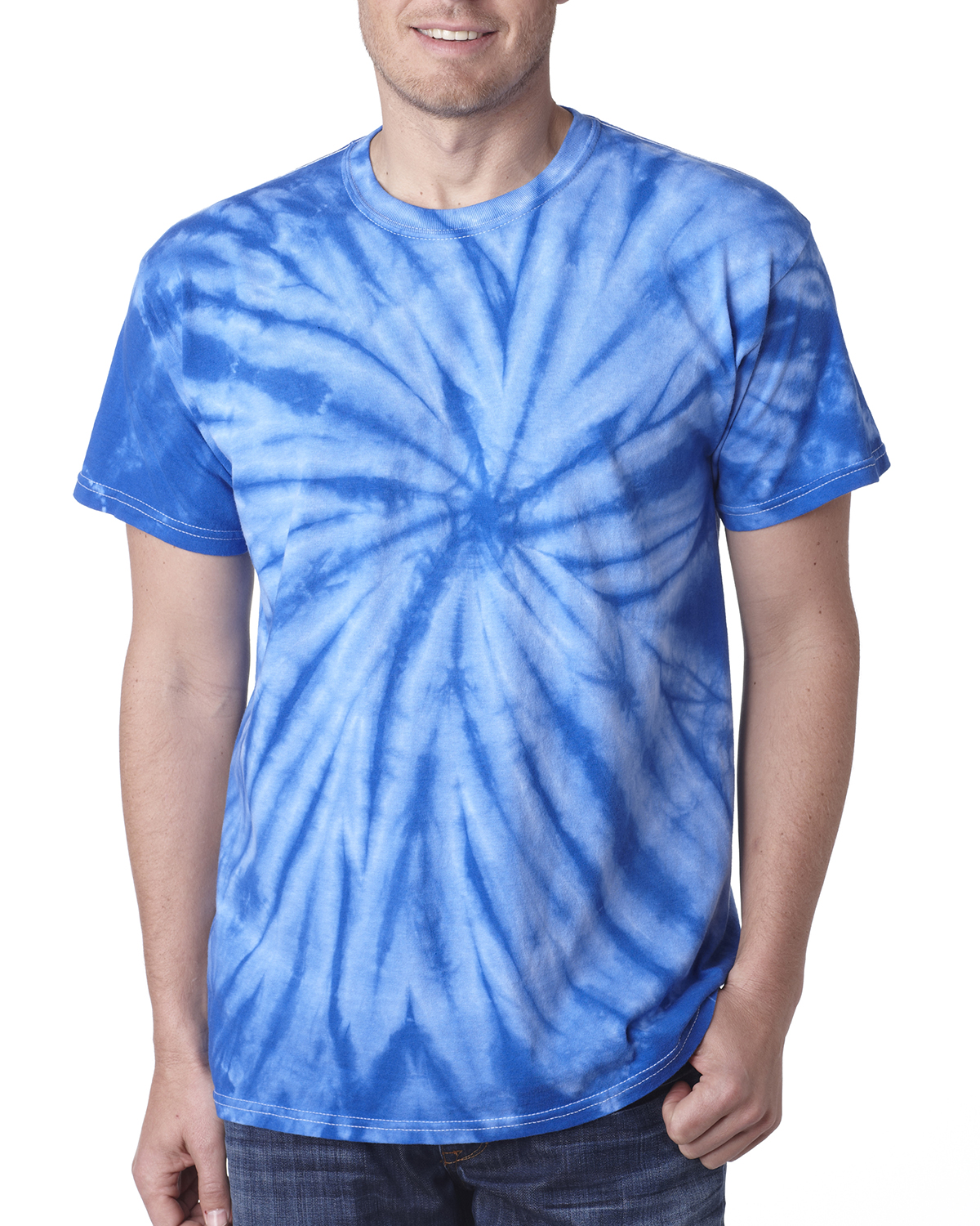 Tie Dyed Shop Cotton Blue Gold Spiral Tie Dye T Shirt Medium, Adult Unisex, Size: Medium-shortsleeve