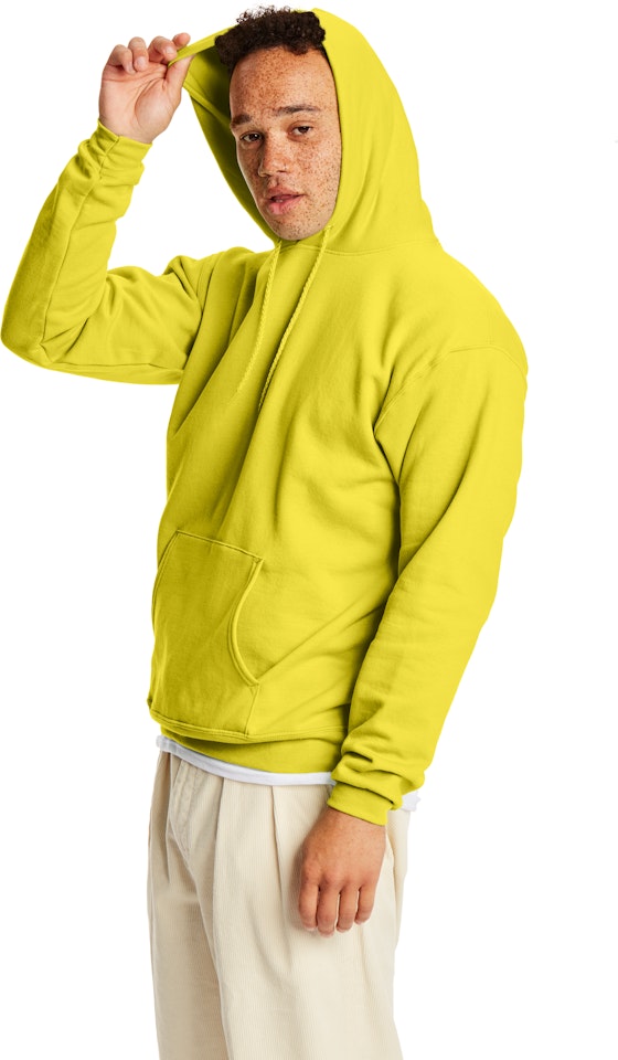 Yellow Champion Bleached Dyed Pullover Hoodie Size XL Small Flaws
