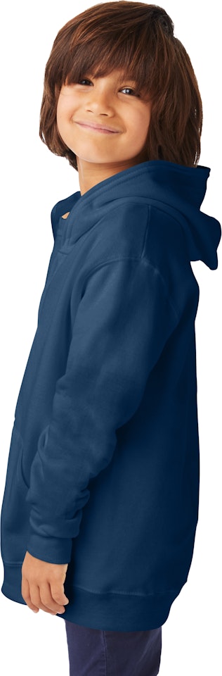 Hanes P480 Ecosmart Youth Full-Zip Hooded Sweatshirt Deep Forest Xs