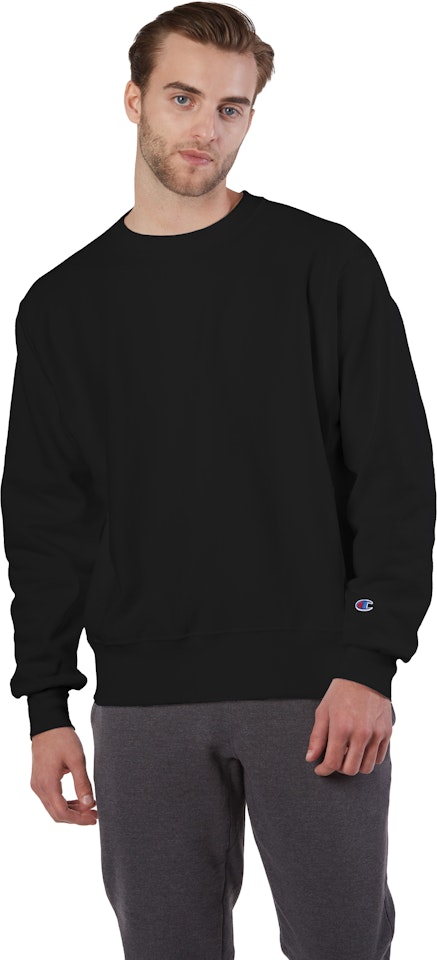 Champion Team Reverse Weave Crew Neck Sweatshirt in Black for Men