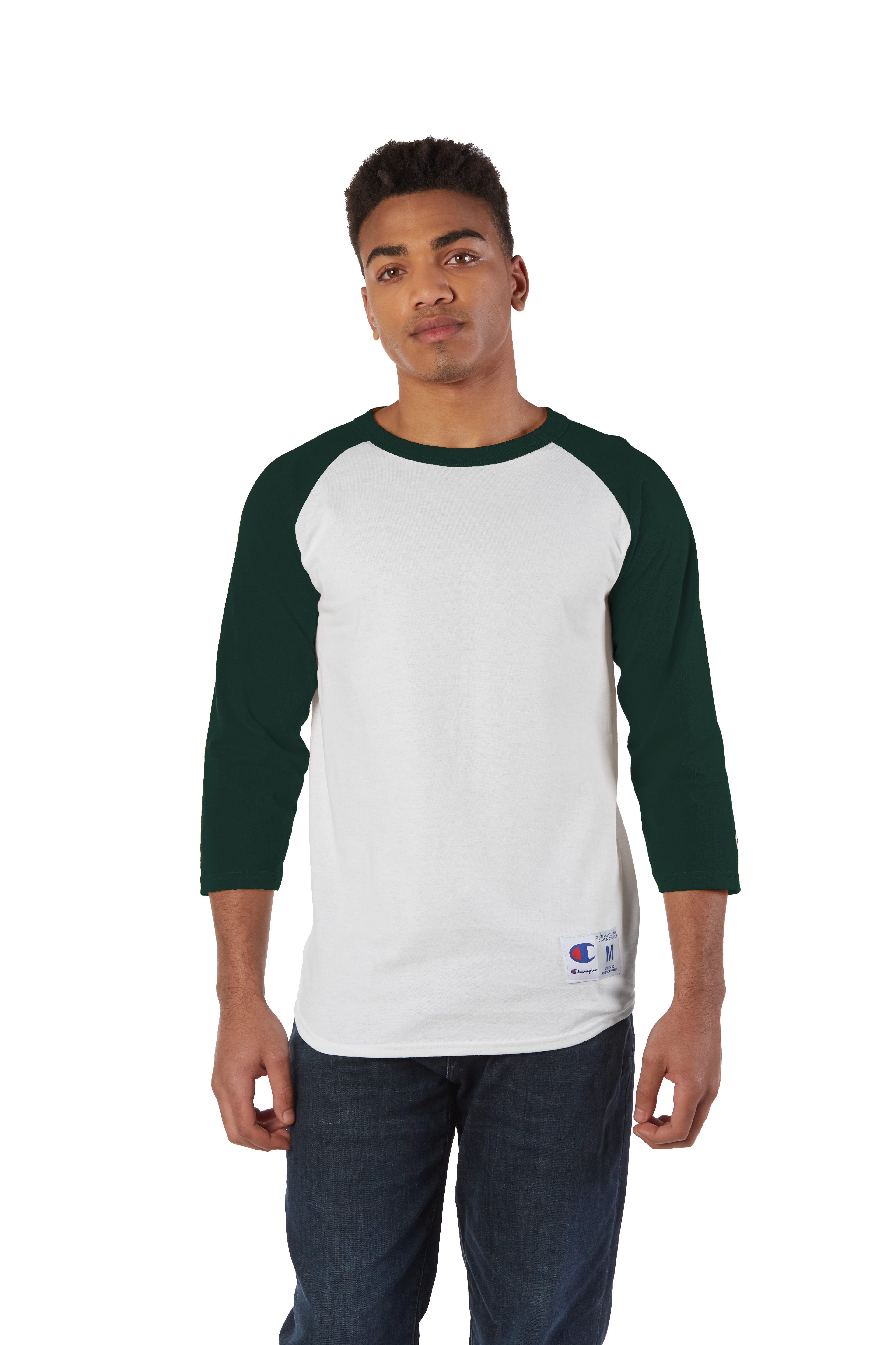 Green white outlet baseball t-shirt