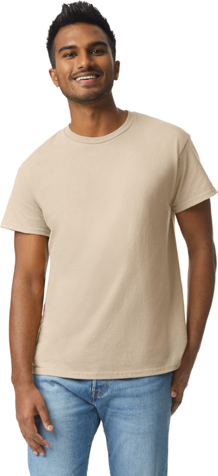 Hanes Beige Sand Crew Neck Man's Tee T-Shirt Top Solid 5X Cotton