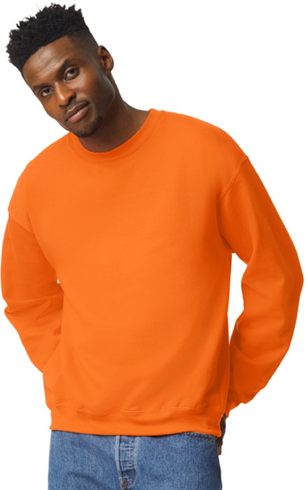 Gildan 18000 Sweatshirt 8 Adult Orange Heavy Viz Oz., High | Adult Fleece Crew Shirts 50/50 Safety Jiffy Blend™