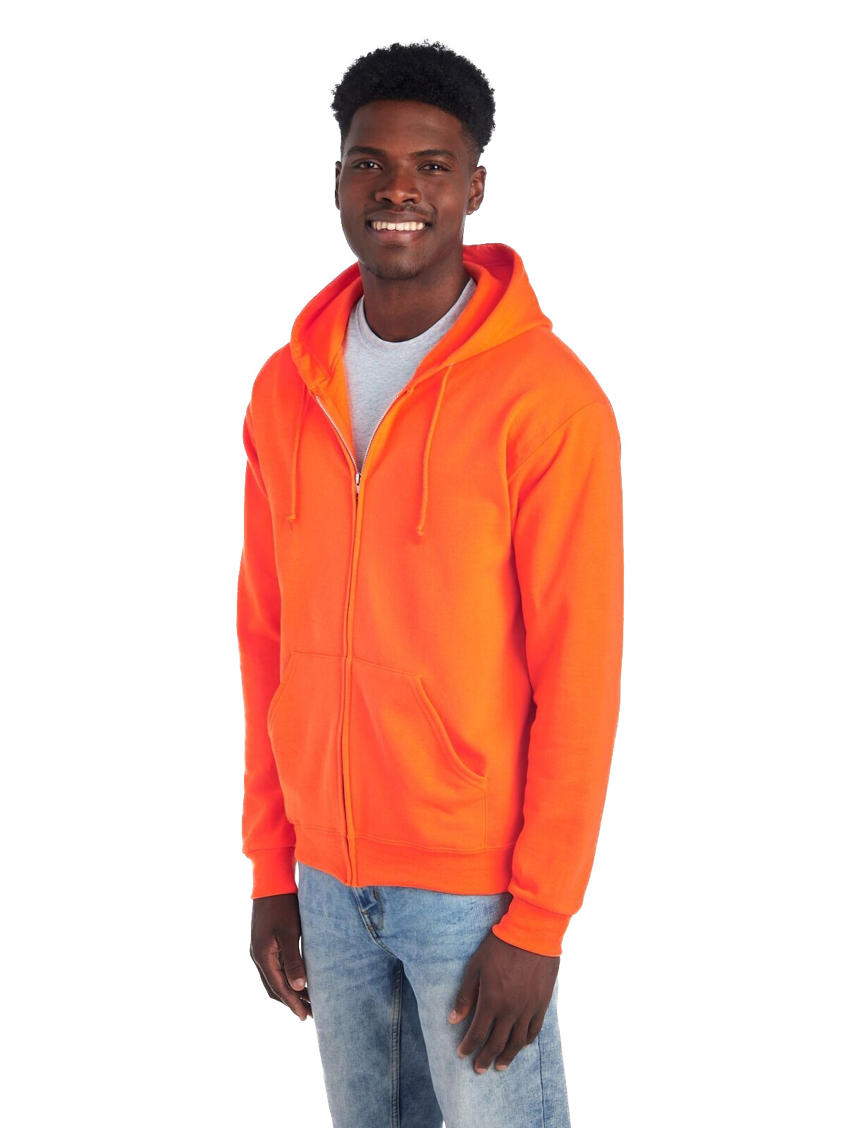 Safety orange zip up hoodie sale