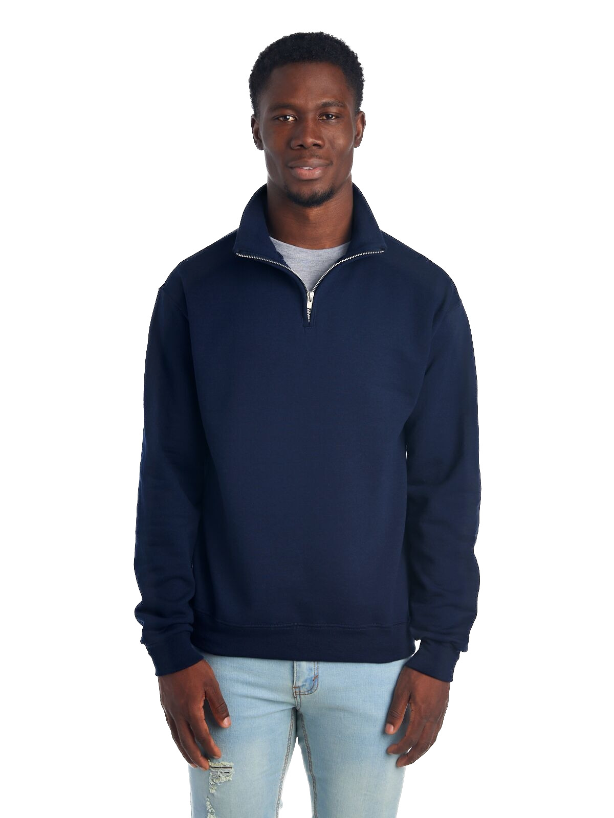 Navy blue sale quarter zip sweatshirt