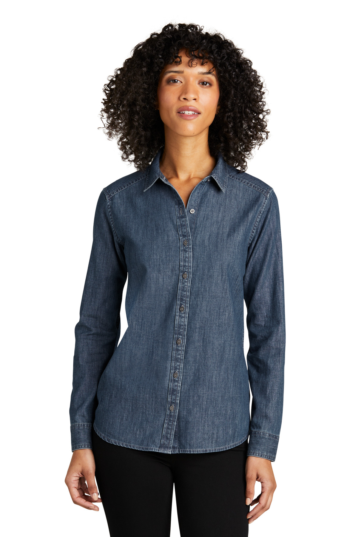 Buy Esprit women spread neck long sleeve washed denim shirt blue Online |  Brands For Less