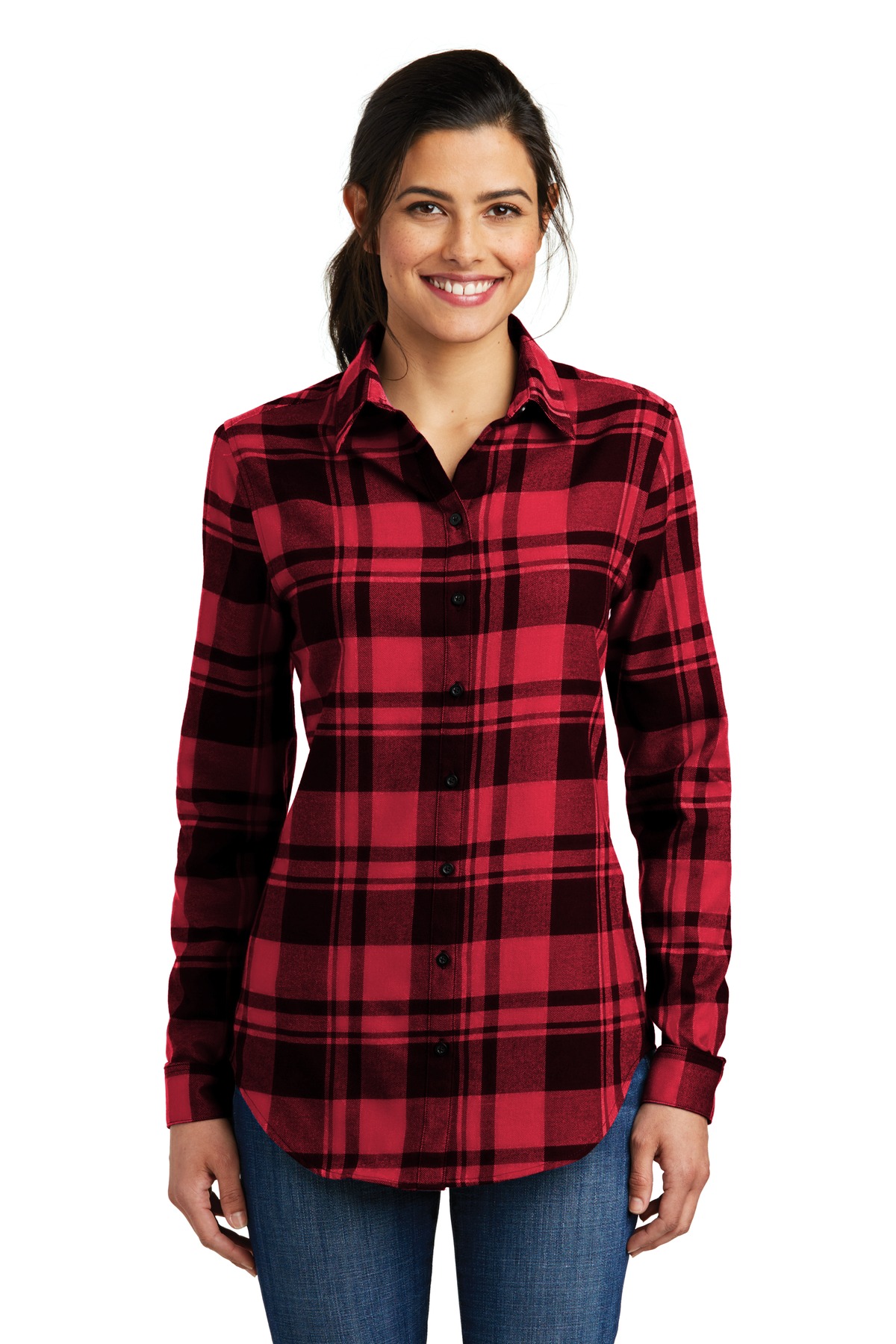 red and black plaid tunic