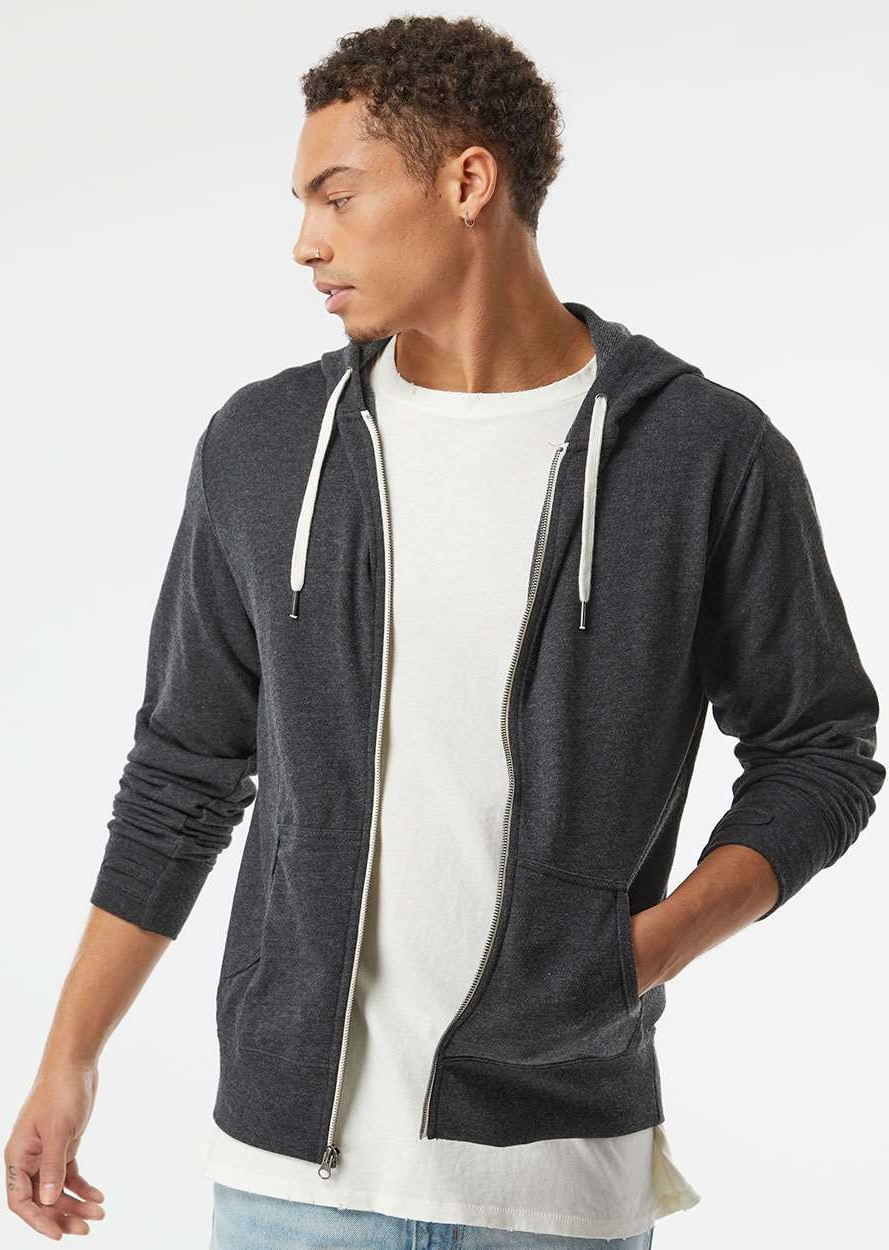 Independent Trading Prm90 Htz Unisex Heathered French Terry Full Zip Hooded  Sweatshirt | Jiffy Shirts