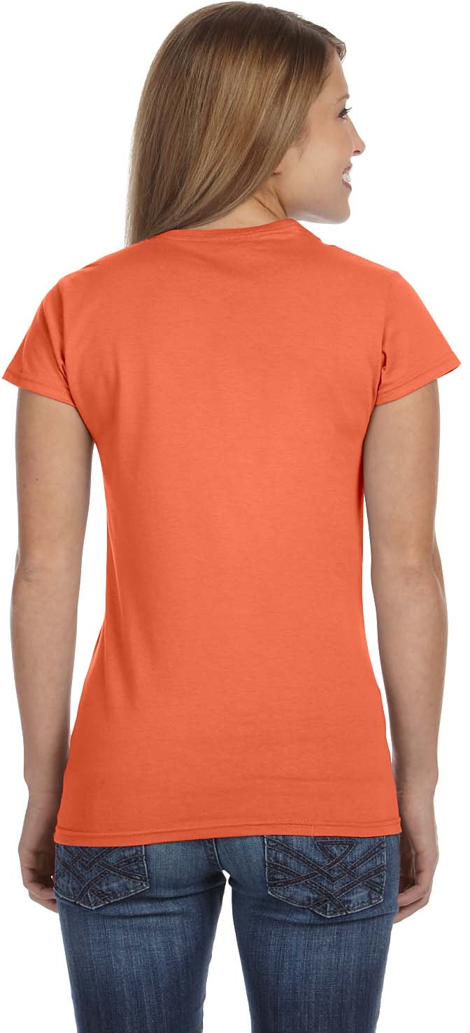 Gildan G640L Heather Orange Ladies' SoftstyleÂ® 4.5 oz. Fitted T-Shirt | JiffyShirts