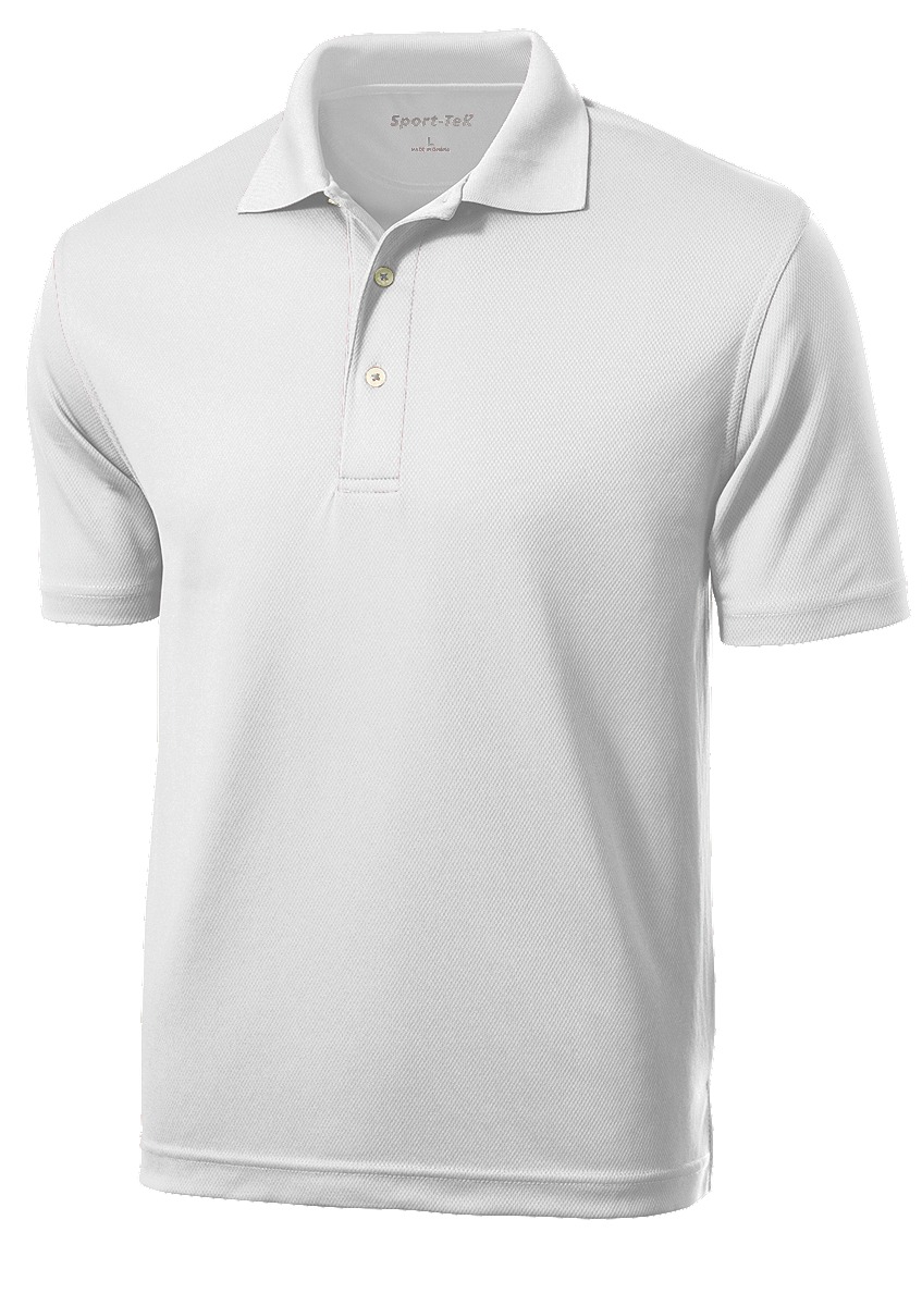 Sport-Tek K469 White Men's Dri-Mesh Polo | JiffyShirts