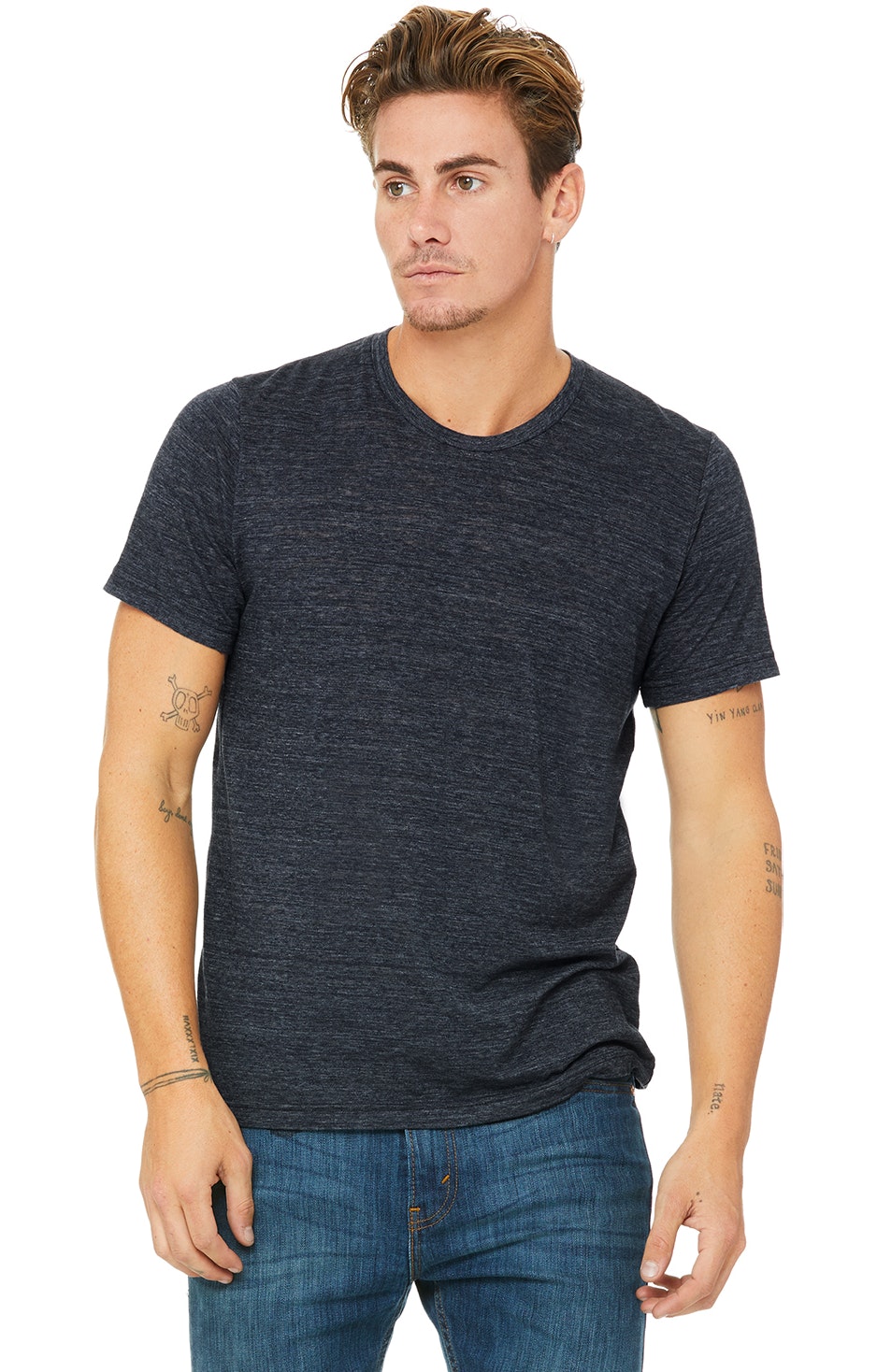 Bella + Canvas 3650 Grey Acid Wash Unisex Poly-Cotton Short-Sleeve T-Shirt