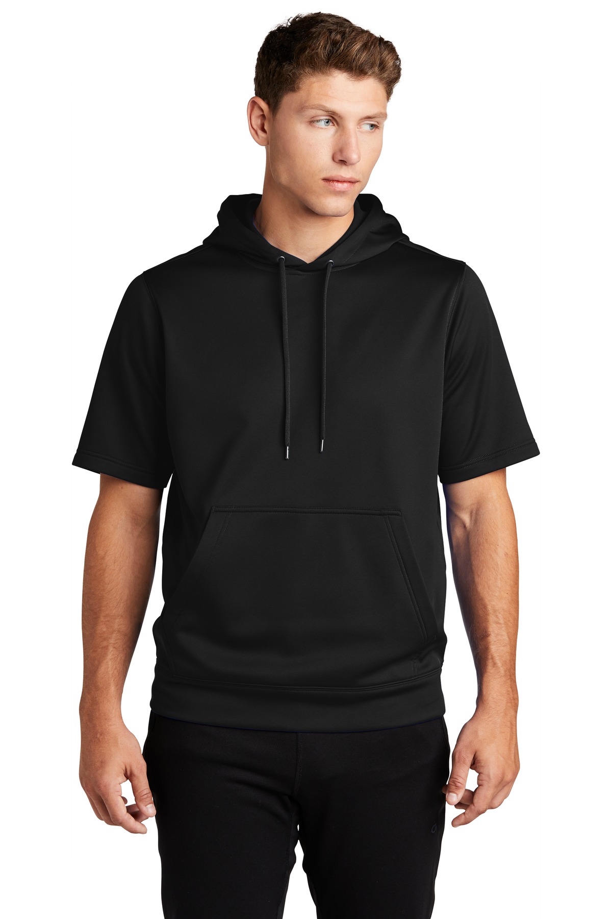 Sport-Tek ST251 Sport-Wick Fleece Short Sleeve Hooded Pullover Black L