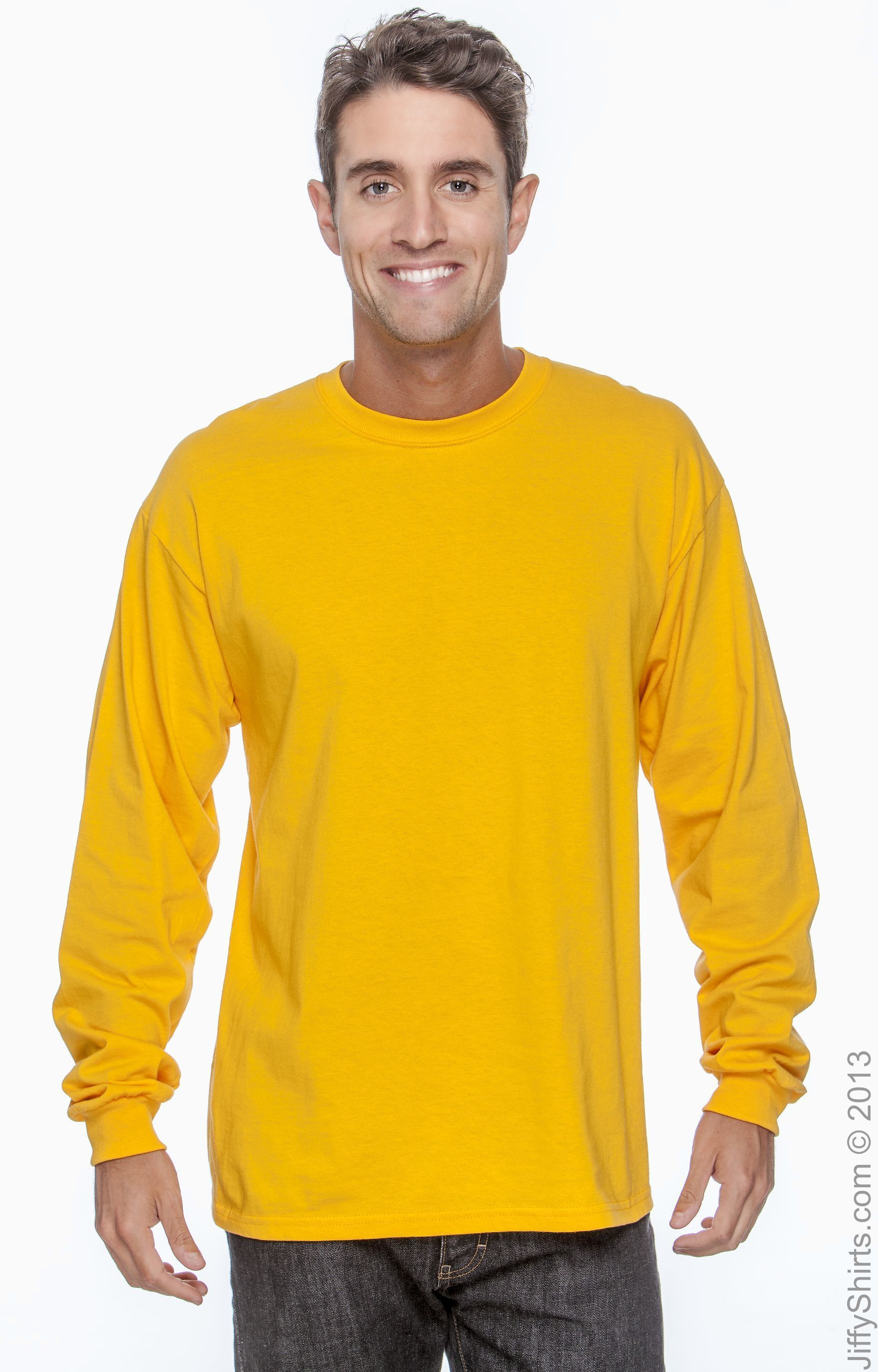 golden yellow long sleeve shirt