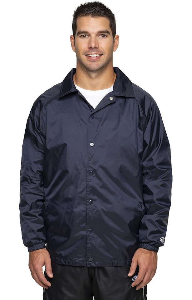 Rawlings RP9718 Navy Adult Nylon Taffeta Coaches Jacket | JiffyShirts