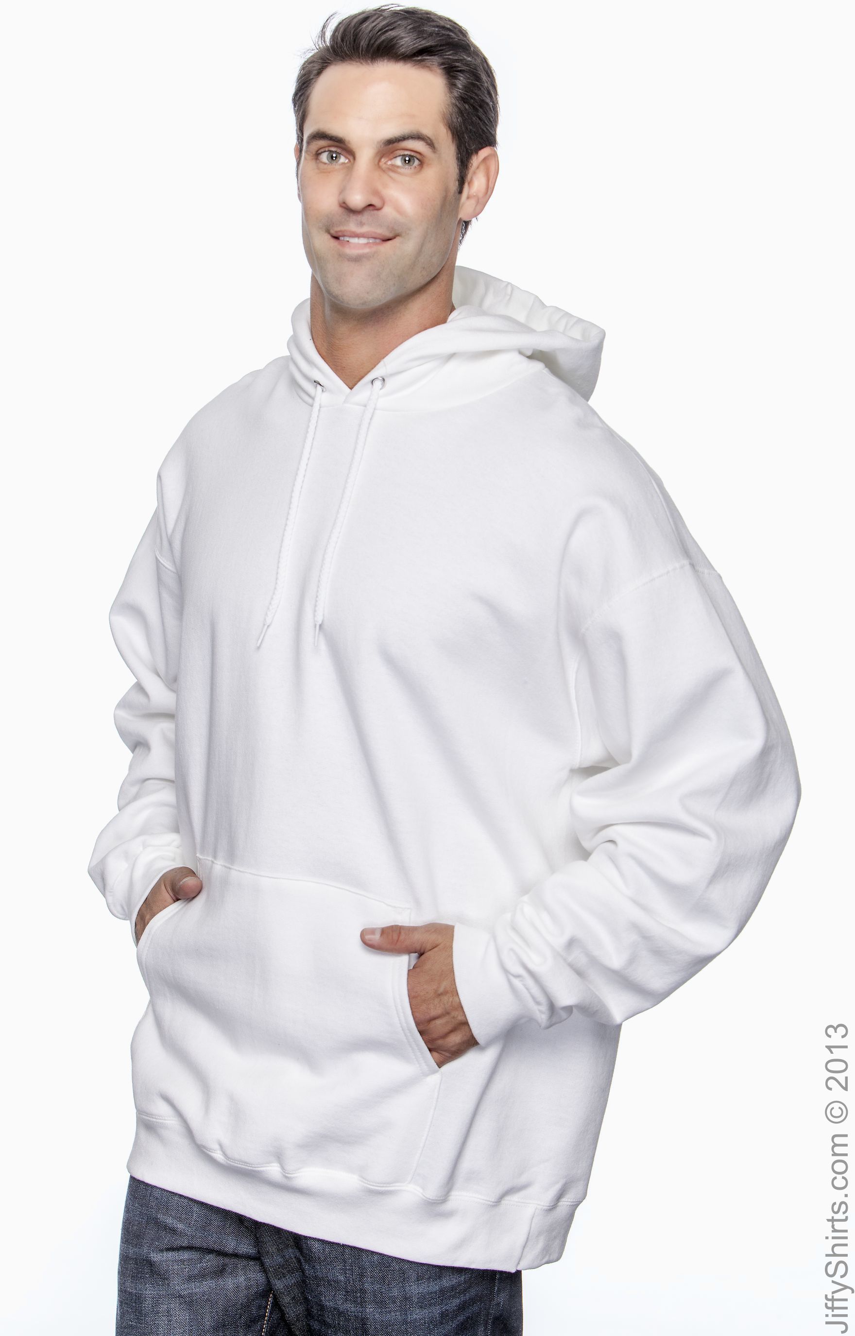 Hanes F170 White 9.7 oz. Ultimate Cotton® 90/10 Pullover Hoodie |  JiffyShirts