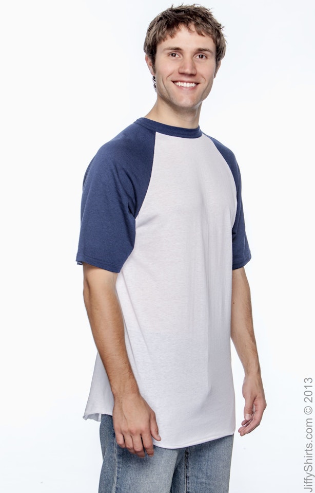 Augusta Sportswear 50/50 Short-Sleeve Raglan T-Shirt (423) White/Maroon, L