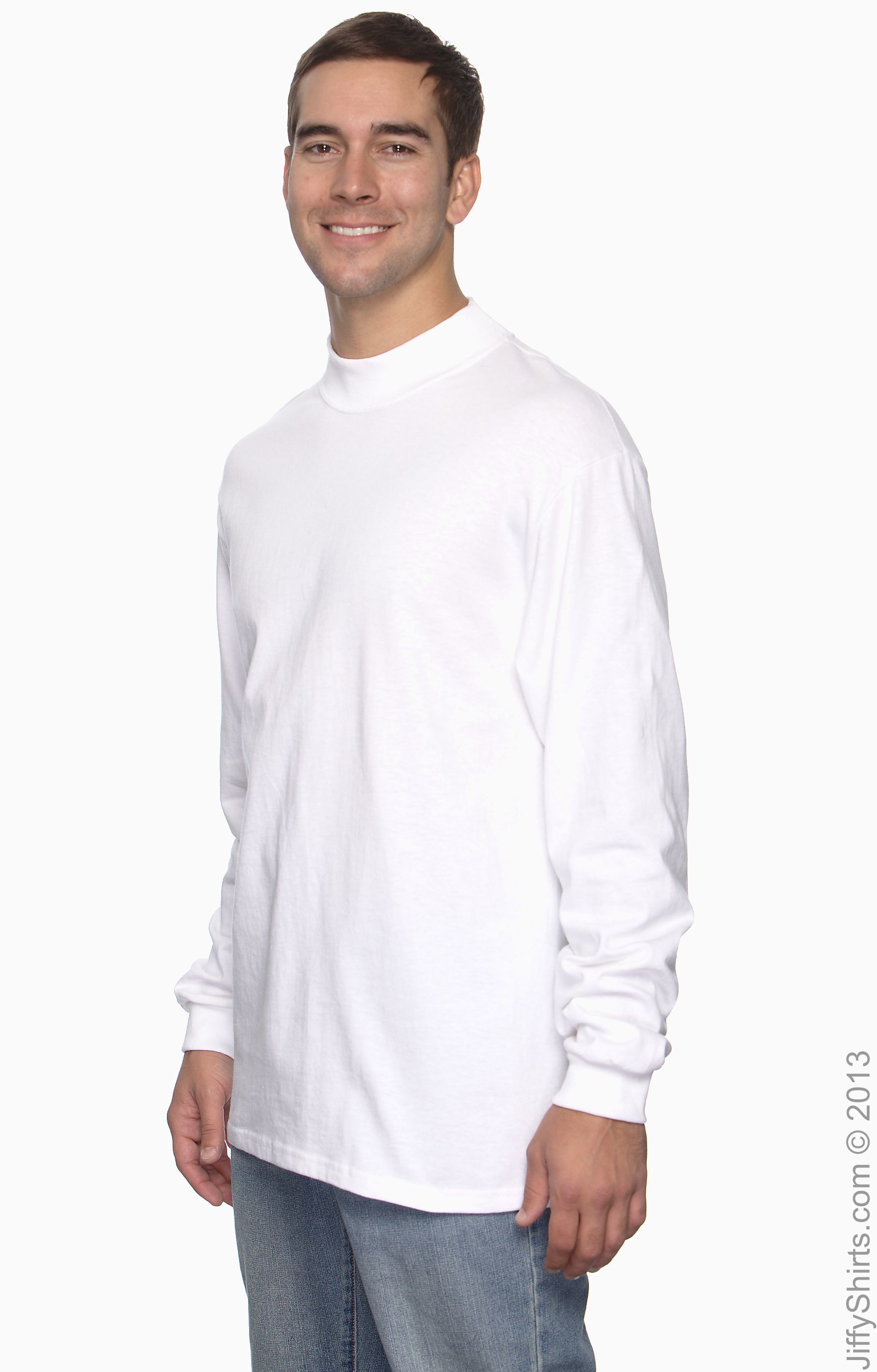 Download Anvil 12479 White Adult Long Sleeve Mock Turtleneck