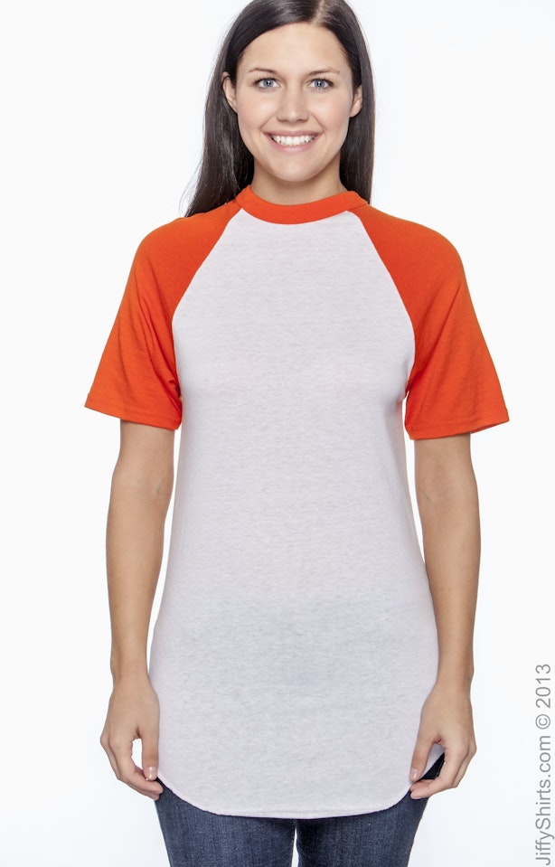 Augusta Sportswear 423 Short Sleeve Baseball Jersey - White/ Orange XL