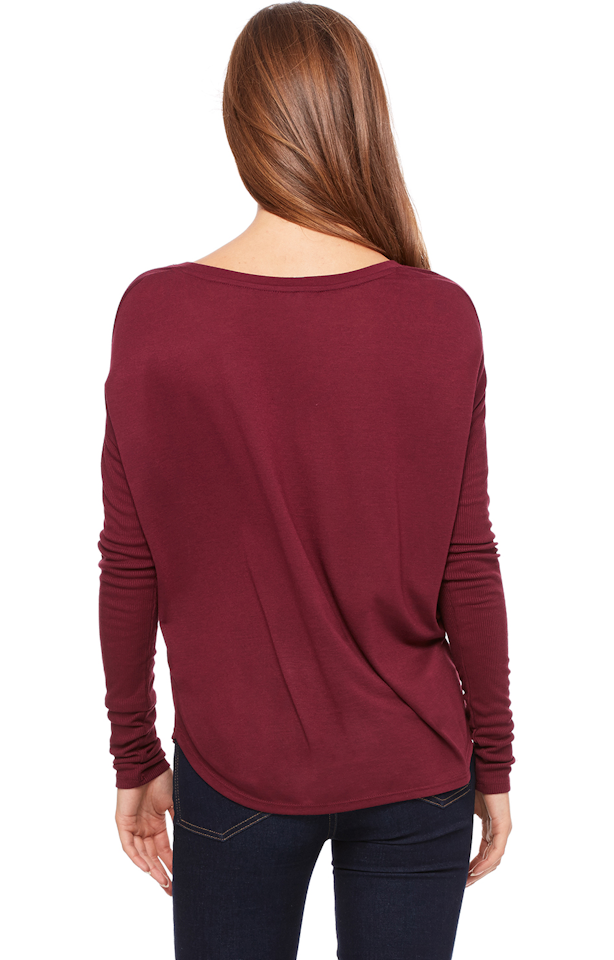 Download Bella + Canvas 8852 Maroon Ladies' Flowy Long-Sleeve T ...