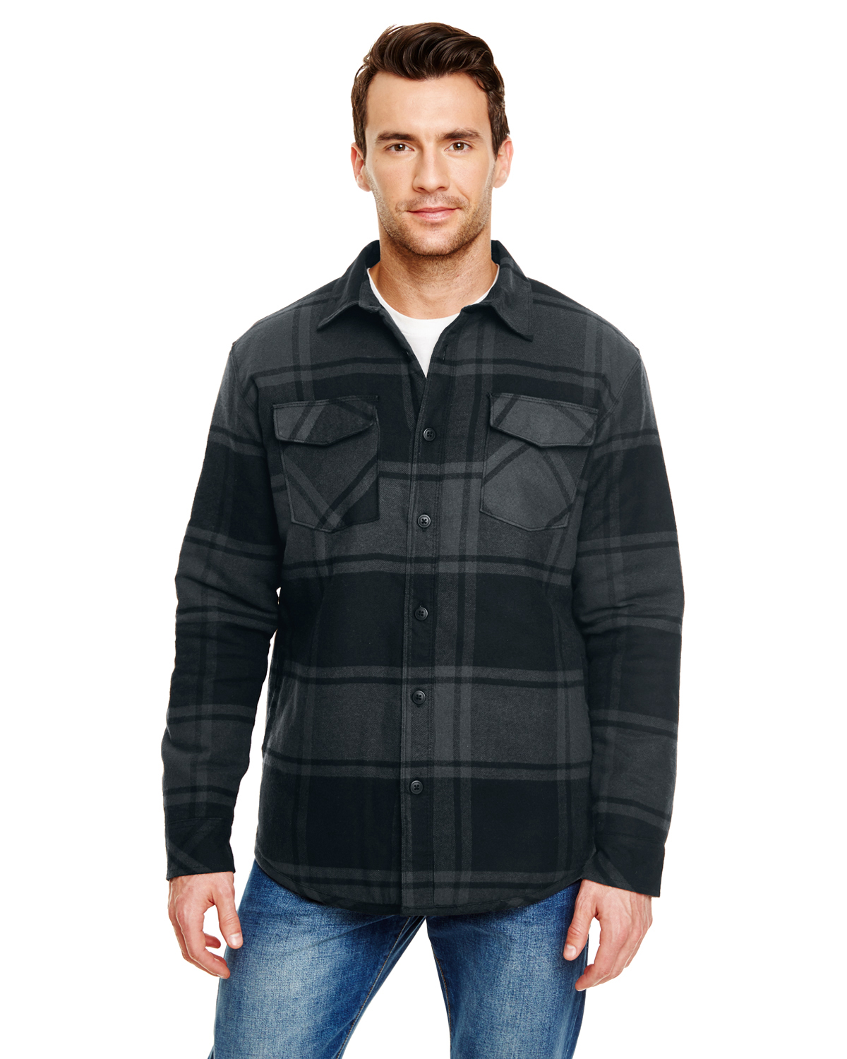 Burnside B8610 Black Adult Quilted Flannel Jacket | JiffyShirts