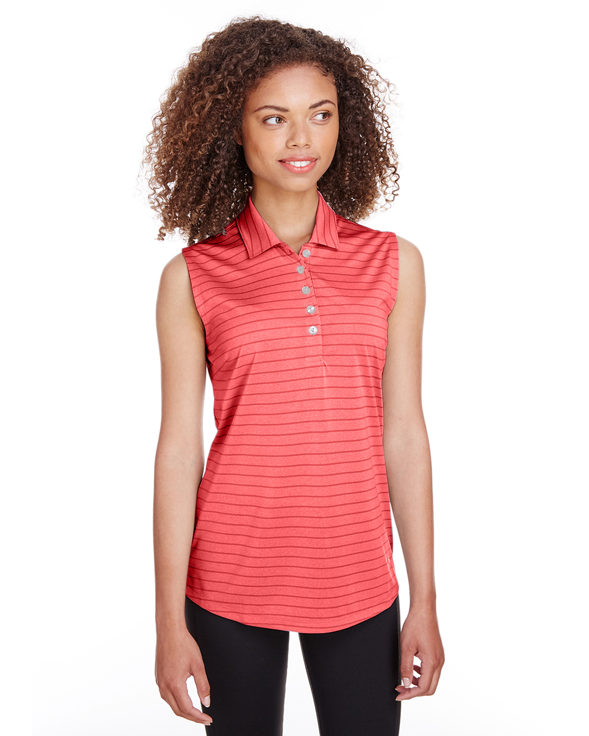 red sleeveless polo shirt