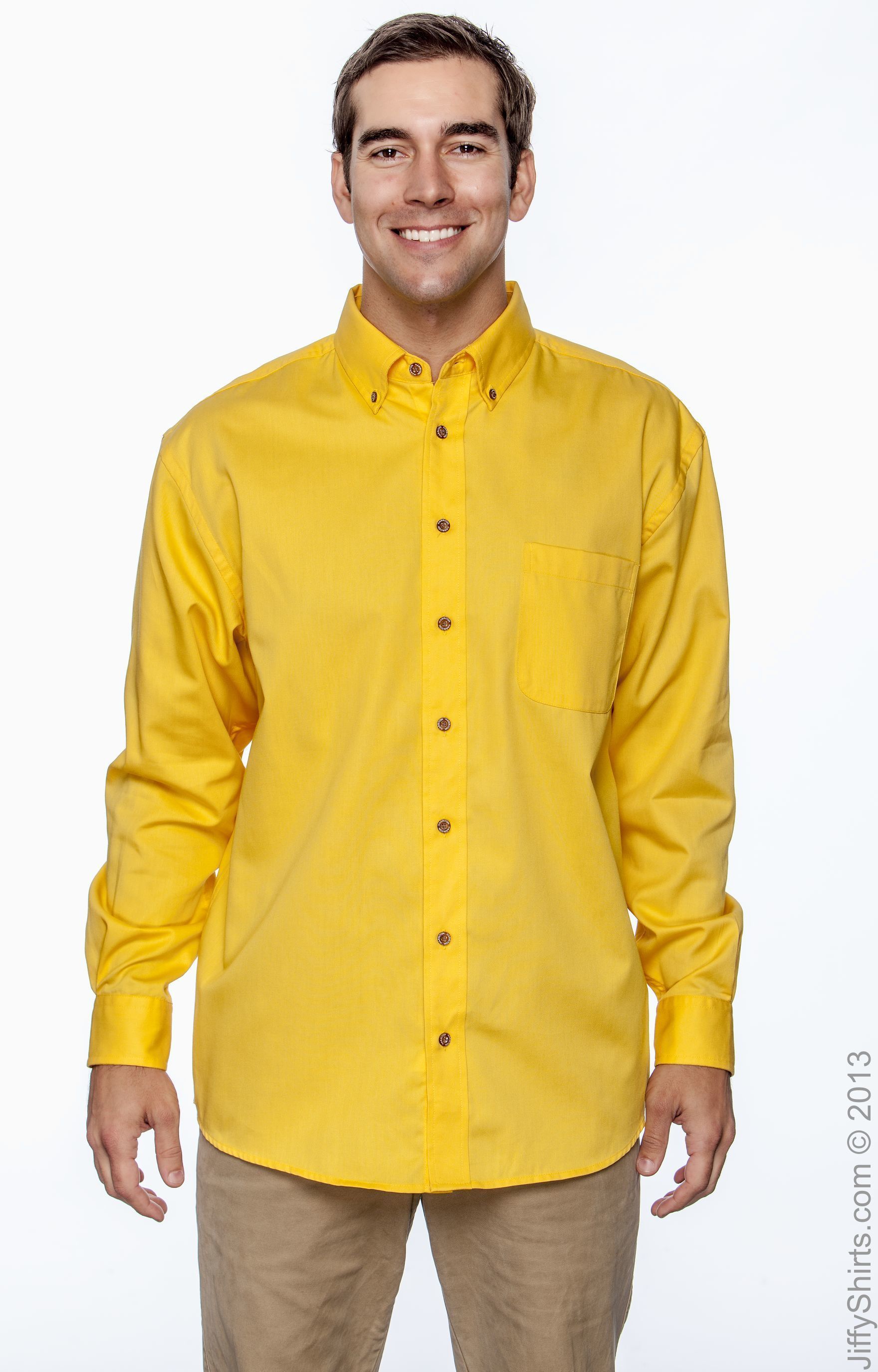 5XL SUNRAY YELLOW Harriton Mens Easy Blend Long-Sleeve Twill Shirt with Stain-Release