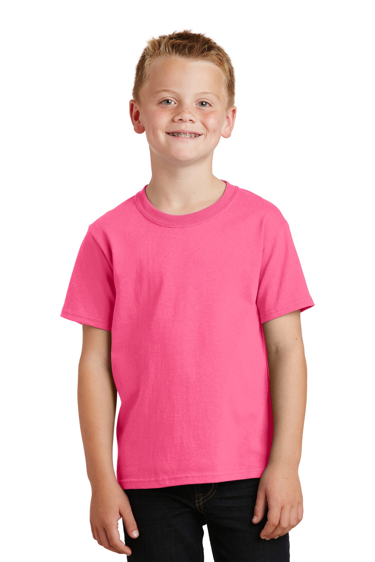 PC54Y Neon Pink Youth Core Cotton Tee 
