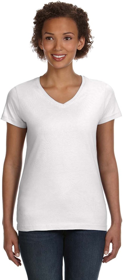 LAT 3507 Ladies' V-Neck Fine Jersey T-Shirt - White - XL