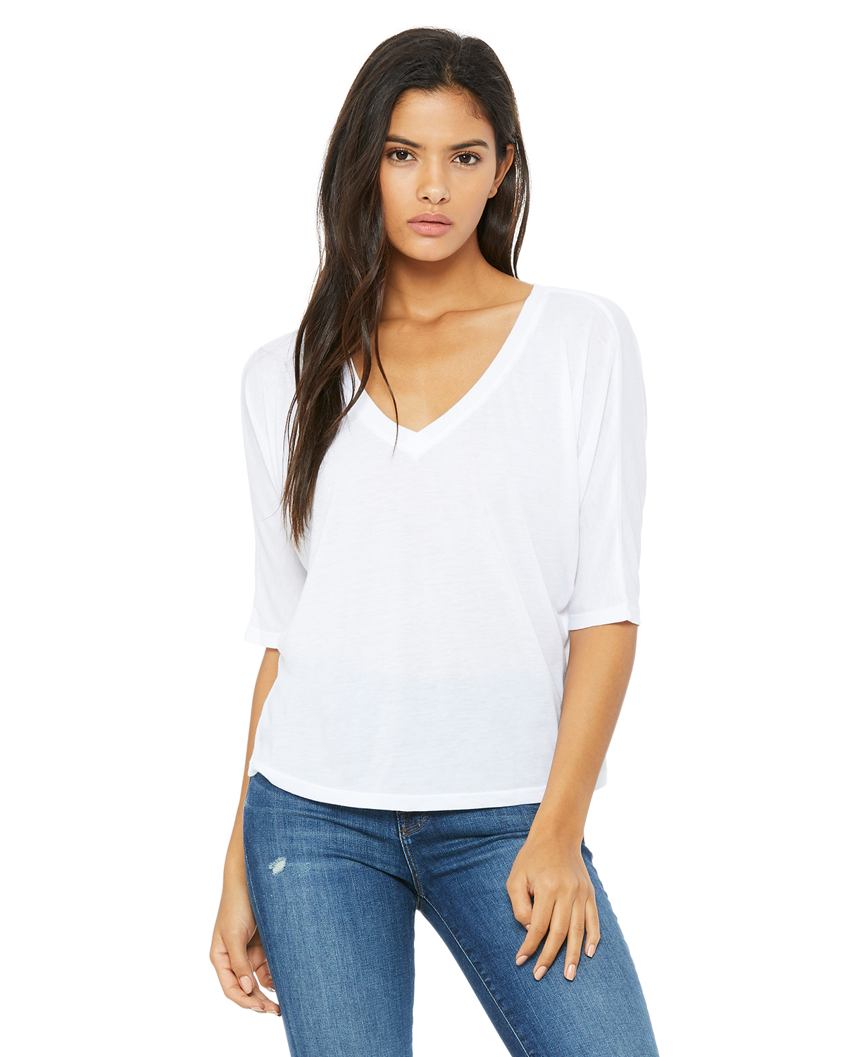 Download Bella + Canvas 8825 Ladies' Flowy Boxy Half-Sleeve V-Neck ...