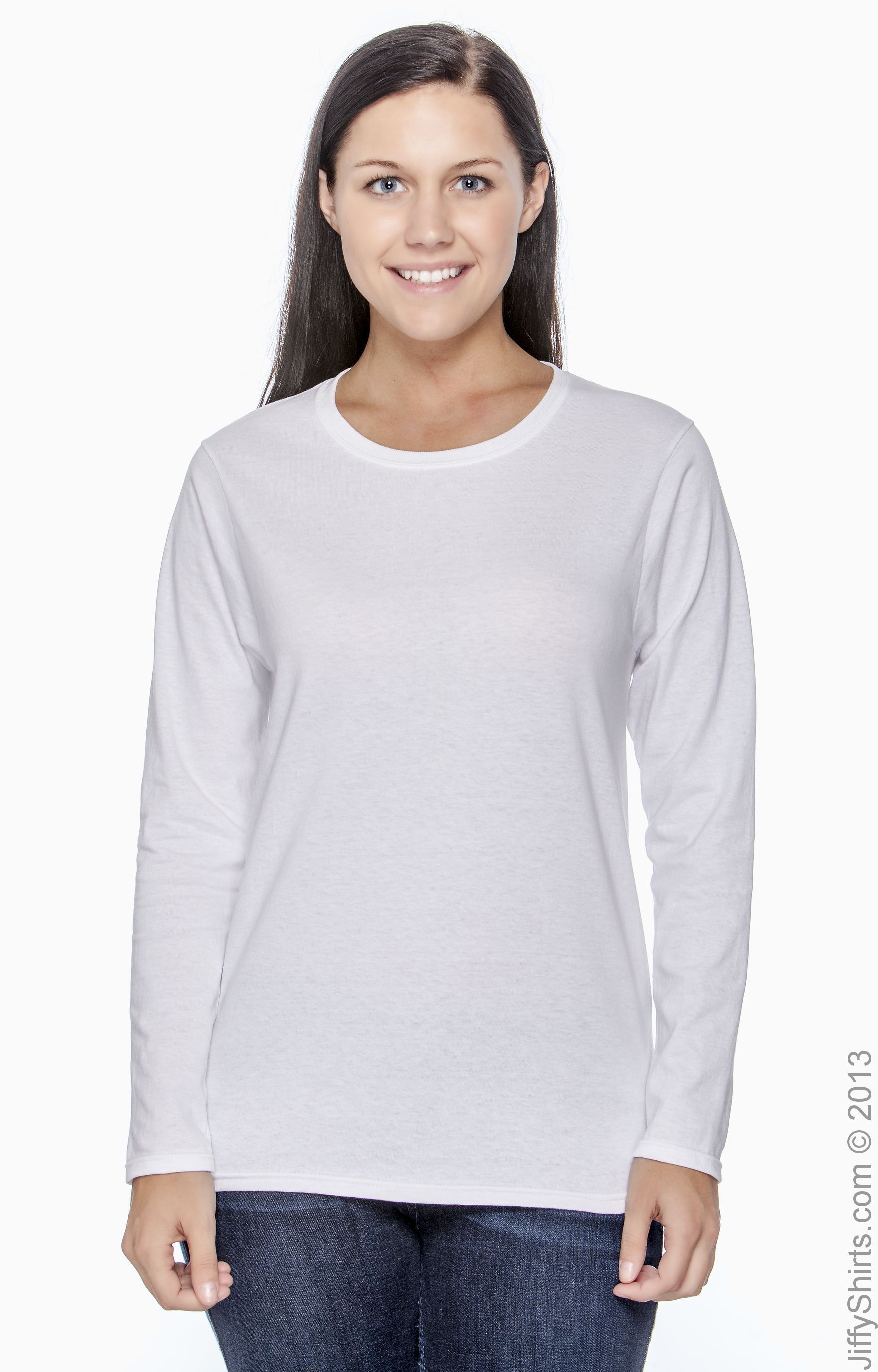 Gildan G240L White Women's Ultra Cotton Long-Sleeve T-Shirt