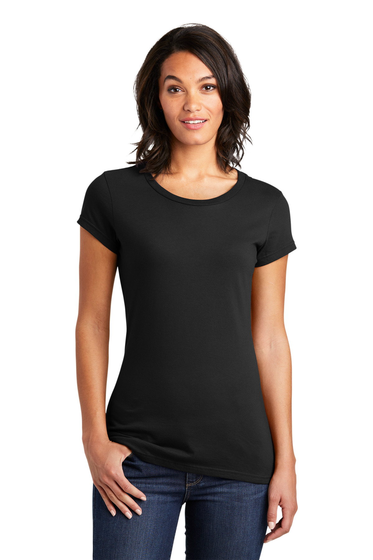 District DT6001 Black Ladies' Fitted Very Important Tee | JiffyShirts