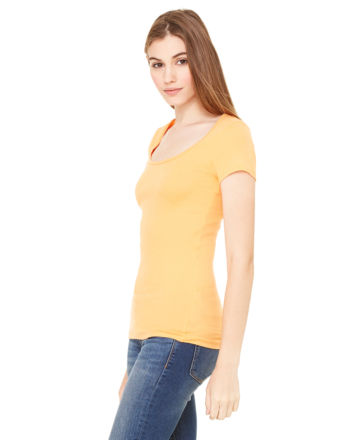 Download Bella + Canvas B8703 Orange Sorbet Women's Sheer Mini Rib ...