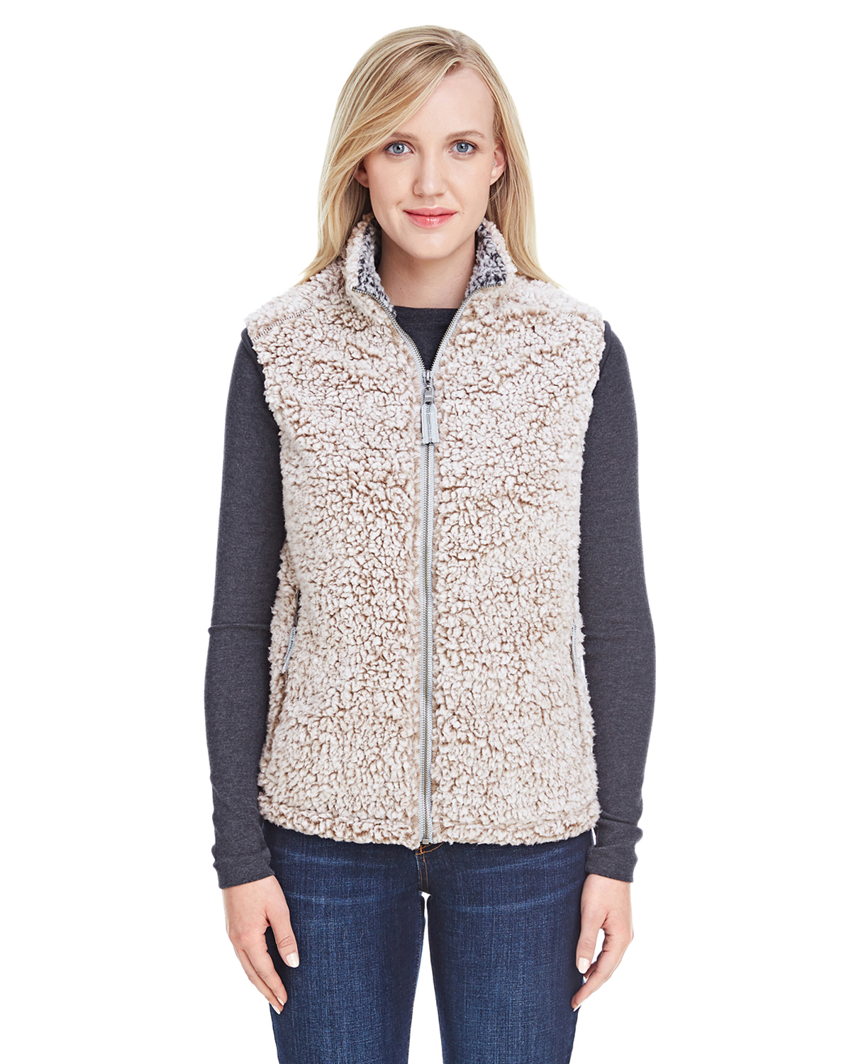 Lomon Womens Fuzzy Fleece Vest, Casual Warm Sleeveless Zip Up Sherpa Vest  Jacket with Pockets for FallWinter