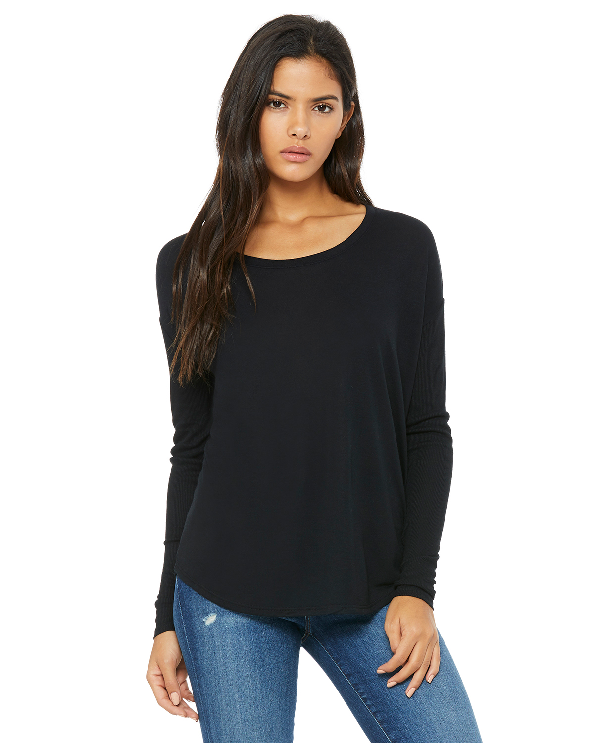 Bella Canvas 8852 Ladies' Flowy Long Sleeve T Shirt With 2x1 Sleeves |  Jiffy Shirts