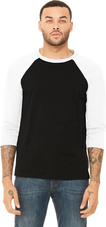 Adult Plain Raglan 3/4 T-Shirt - Black Body X-Large / Black/Maroon | ILTEX Apparel