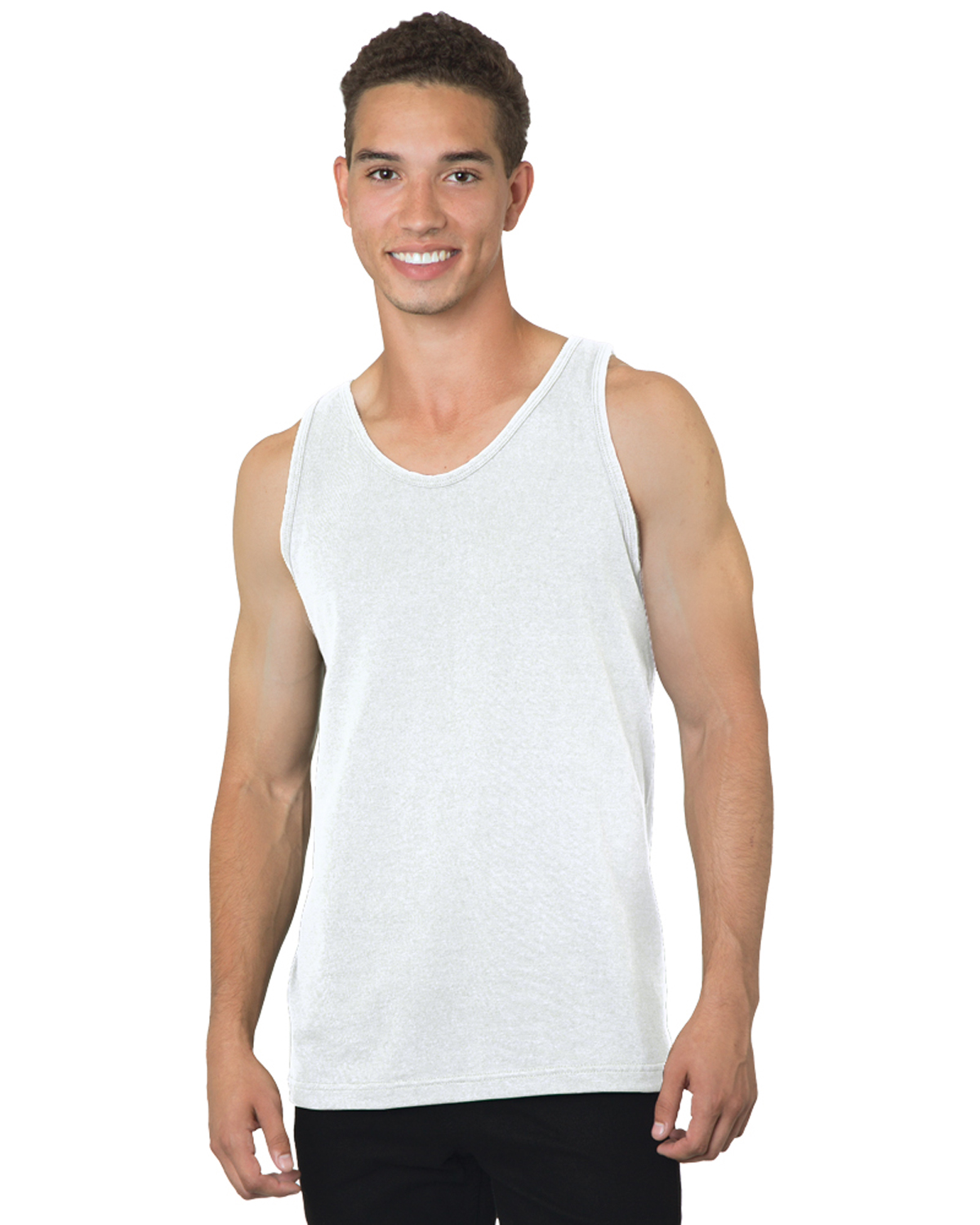 Bayside 6500 White Men's 6.1 oz., 100% Cotton Tank Top | JiffyShirts