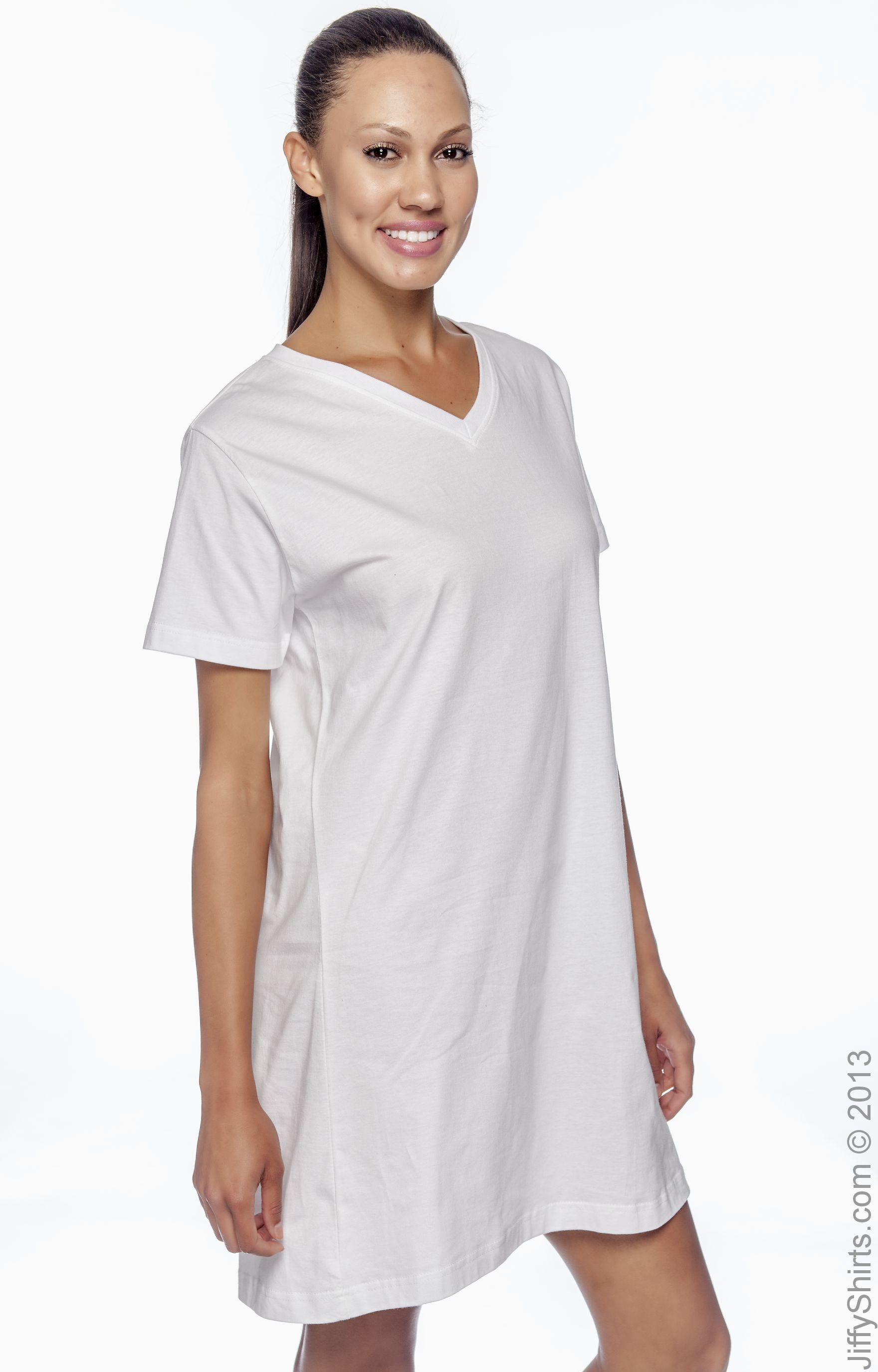 LAT 3575 White Women s Combed Ringspun V Neck Coverup