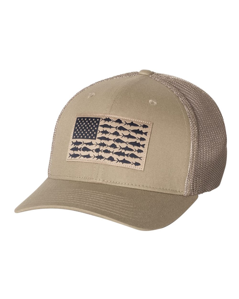 Columbia PFG Fish Flag Mesh Ball Cap - High Crown - L/XL - White