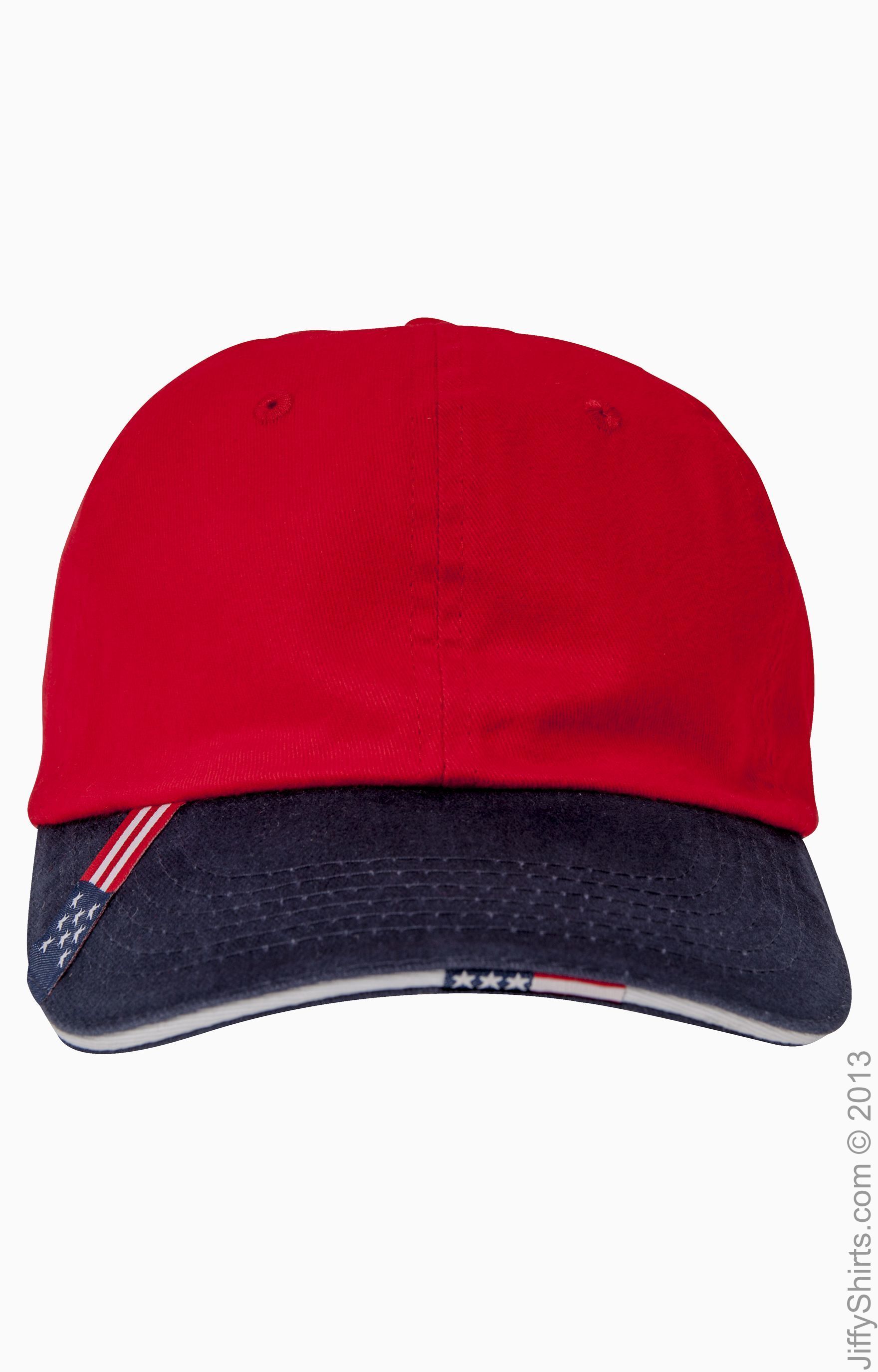 Harriton M840 White/Navy Unstructured Sandwich Baseball Cap