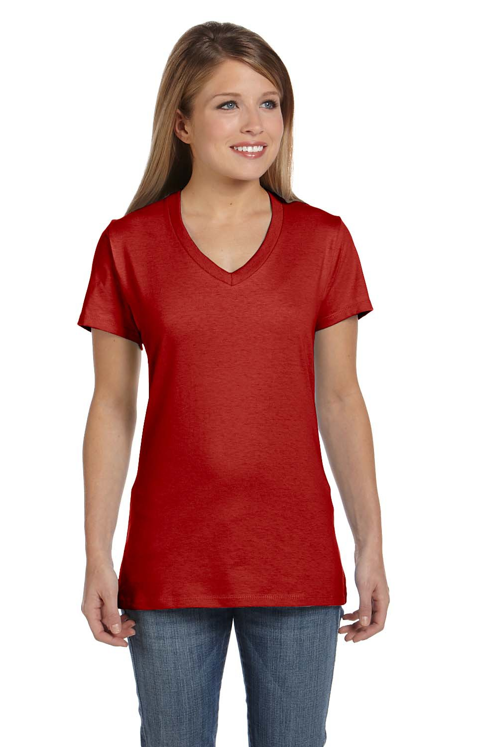 hanes deep v neck