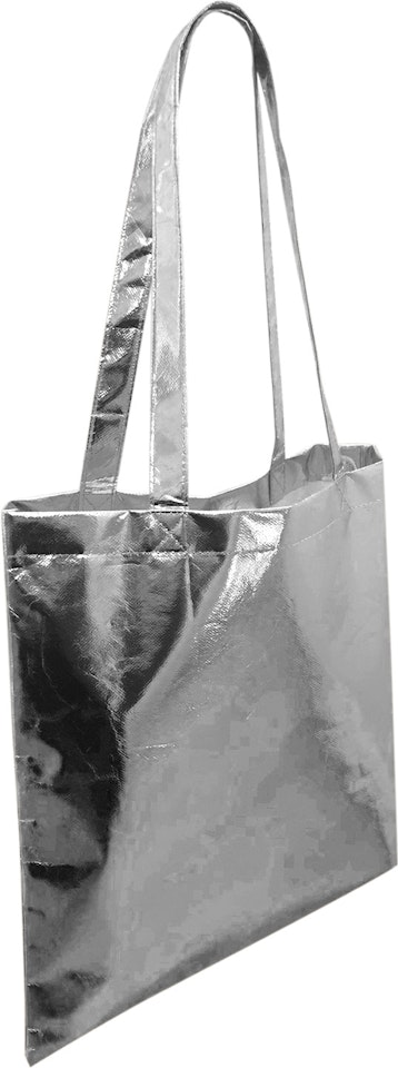 ASOS DESIGN tote bag with double pockets in silver
