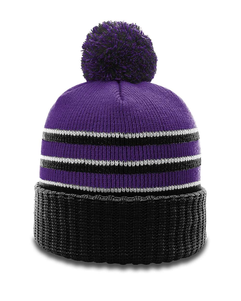 Black and Multi-Purple stripped Essential Knit Beanie