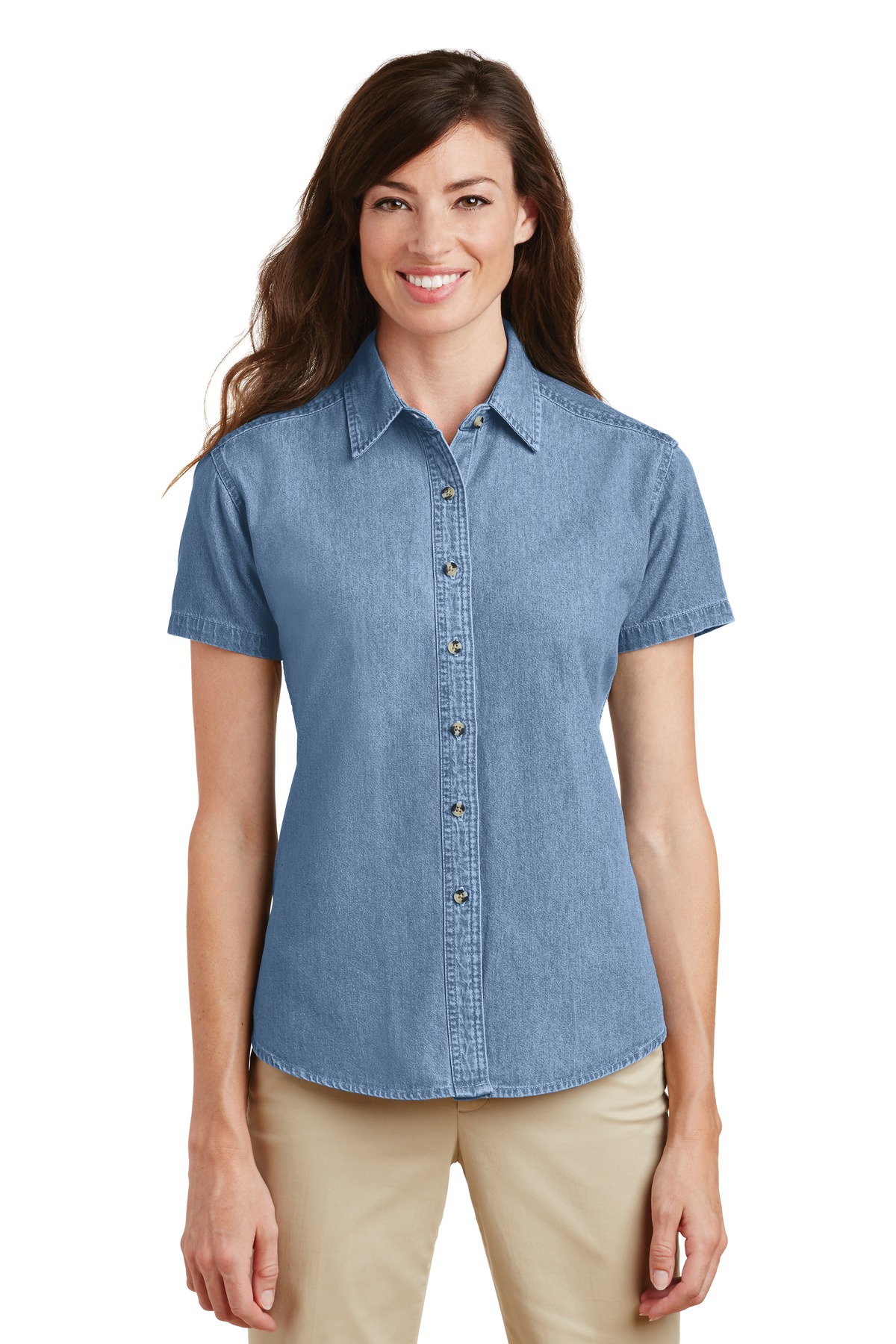 H&M Chambray Denim Shirt Womens Size 4 Long Sleeve Pearl Snaps Western  Style | eBay