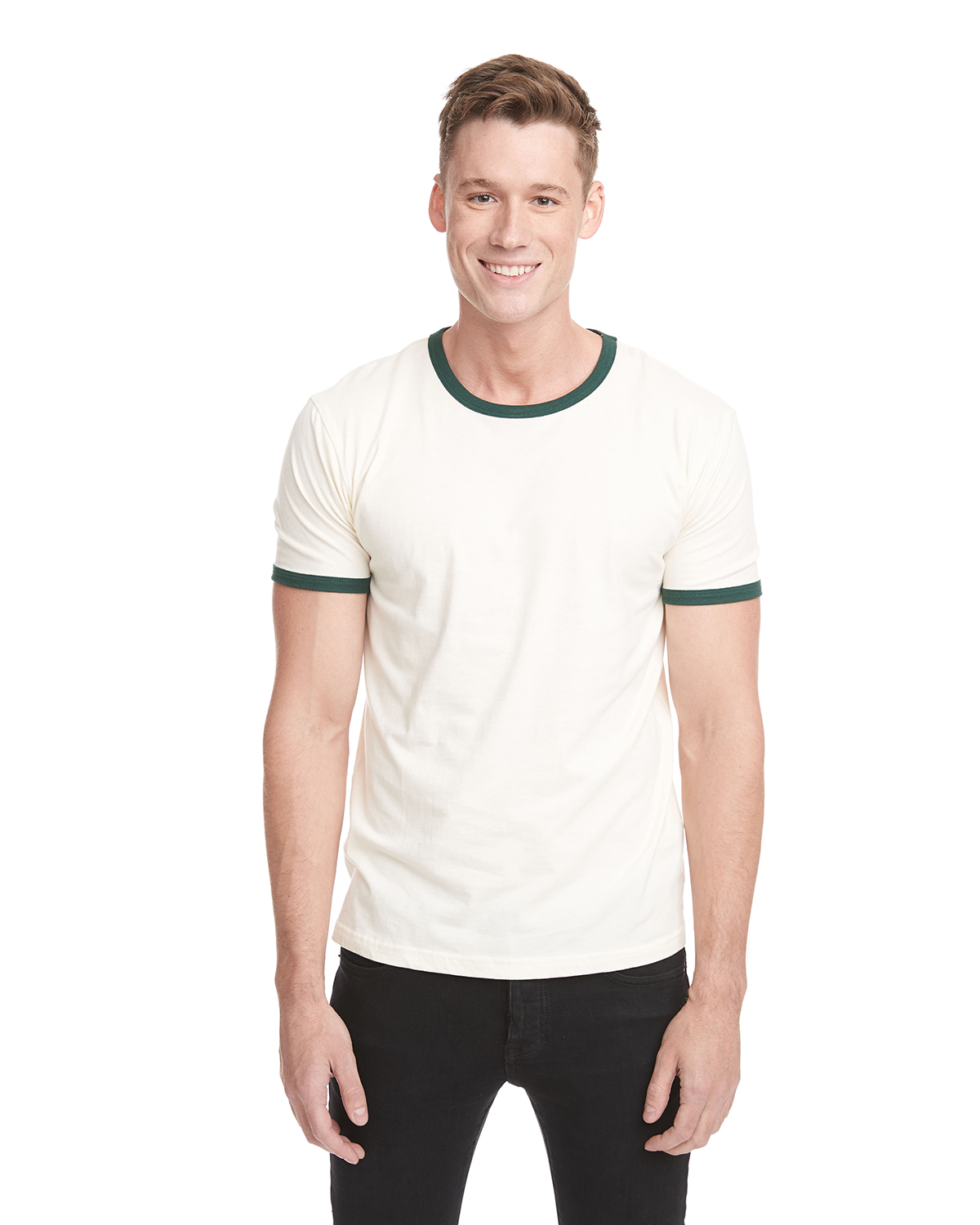 White shirt with green hot sale trim