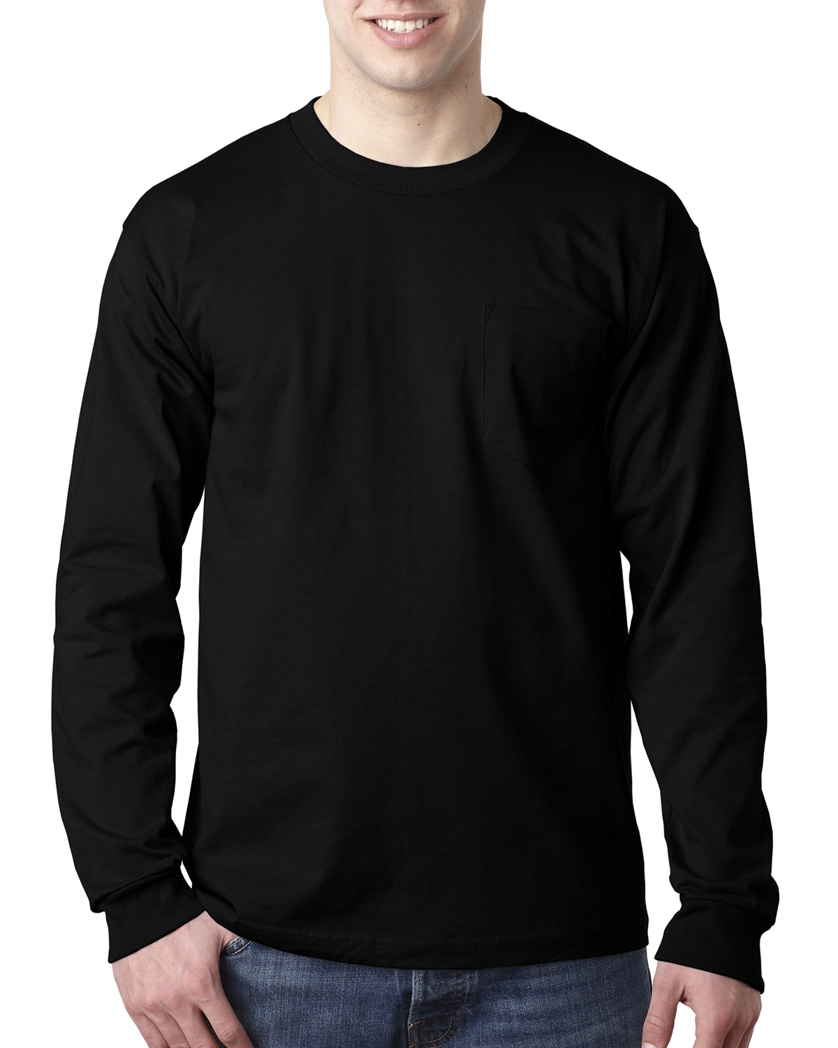 black long sleeve pocket tee