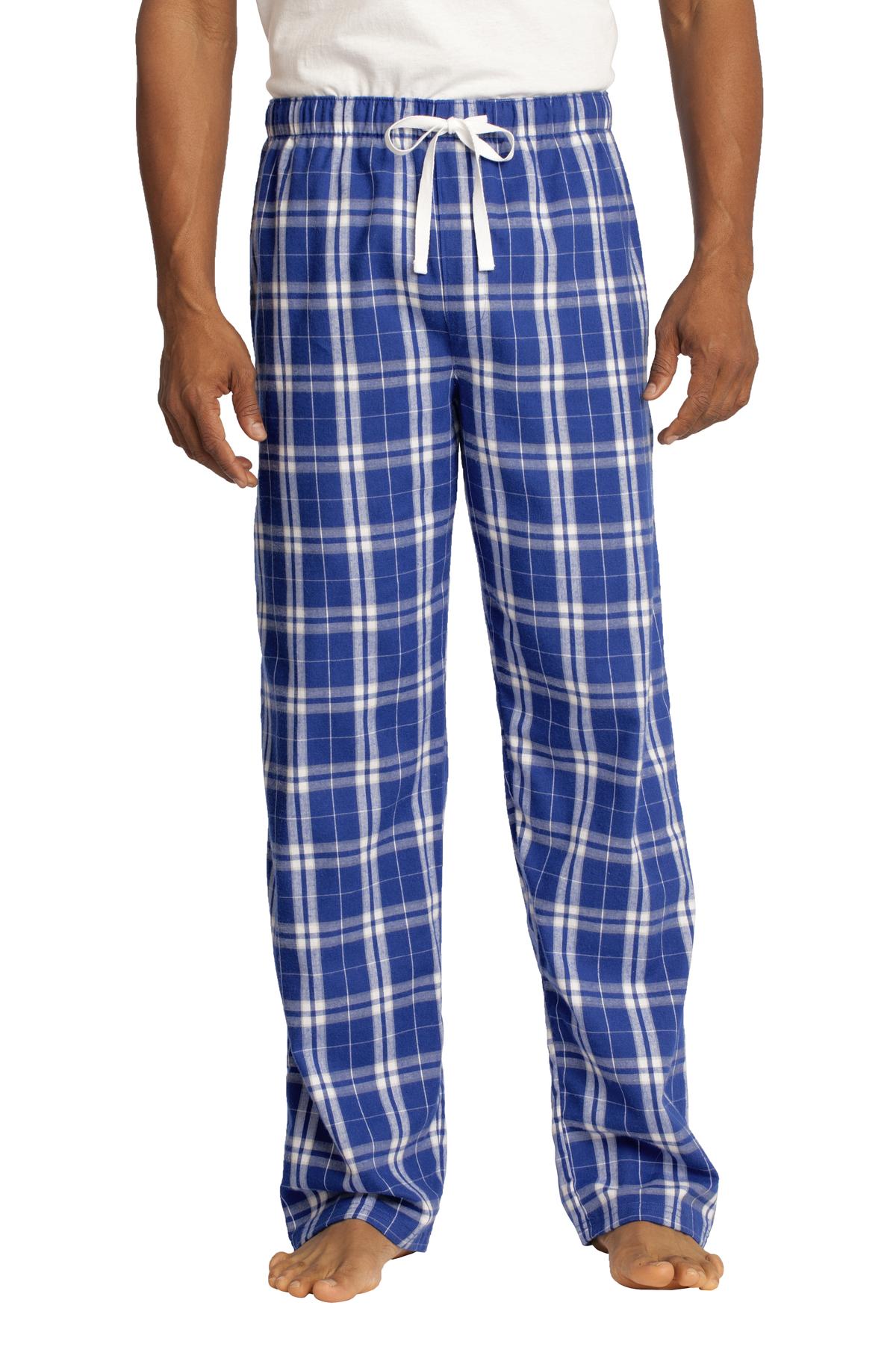 blue and white plaid pants