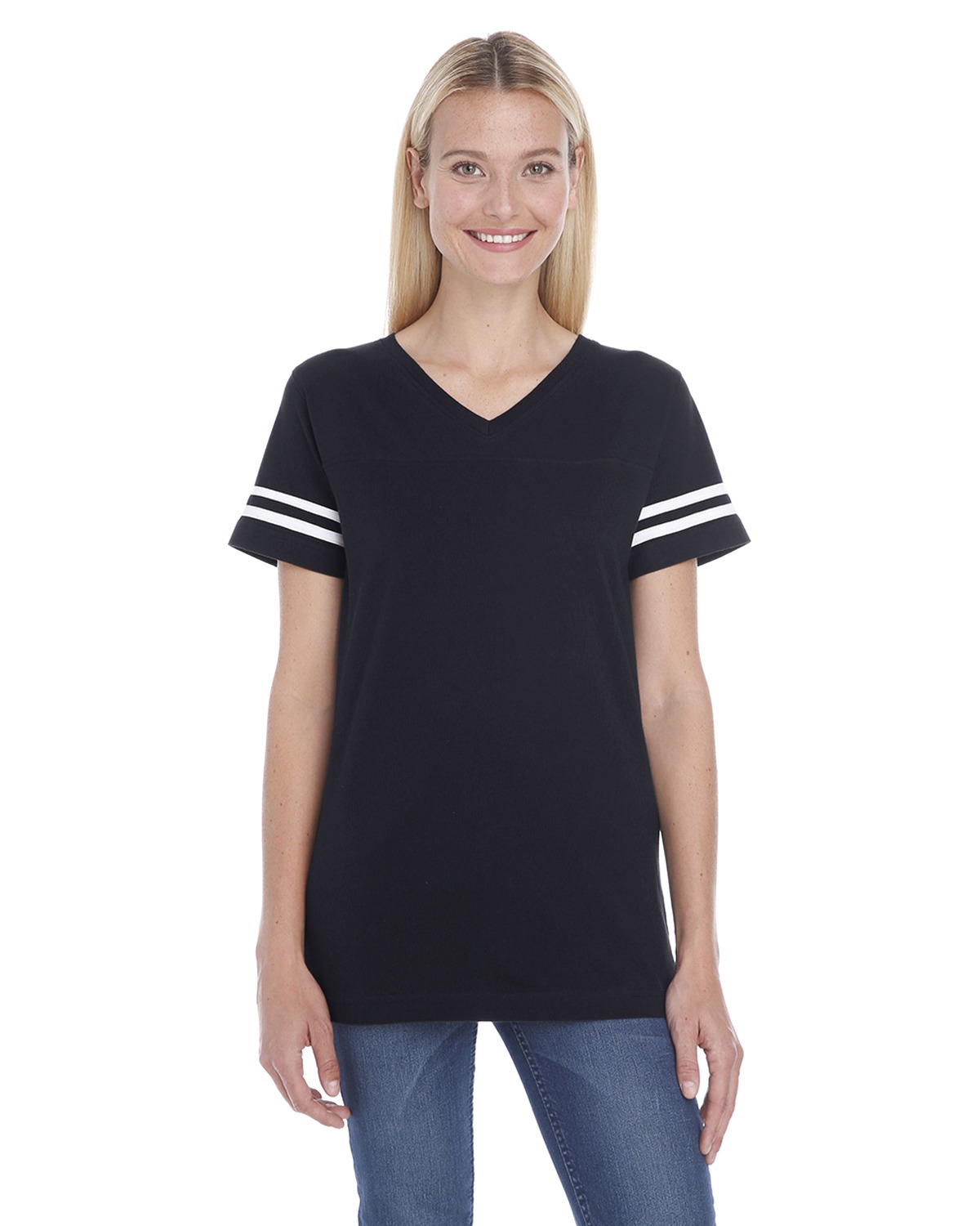 LAT Ladies Gameday Mash-Up Long Sleeve Fine Jersey Tee (3534) at   Women’s Clothing store