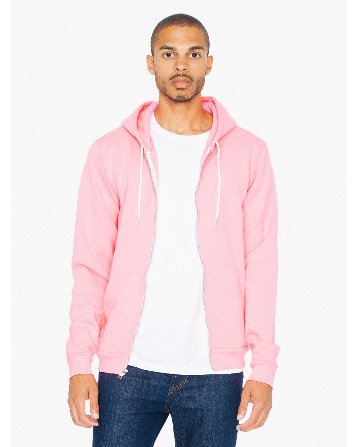 American Apparel F497 Flex Fleece Zip Hoodie XXS 1 Navy 1 Neon Heather Pink