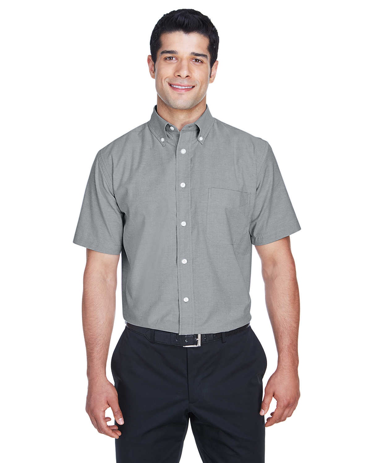 Harriton Mens Short-Sleeve Oxford with Stain-Release